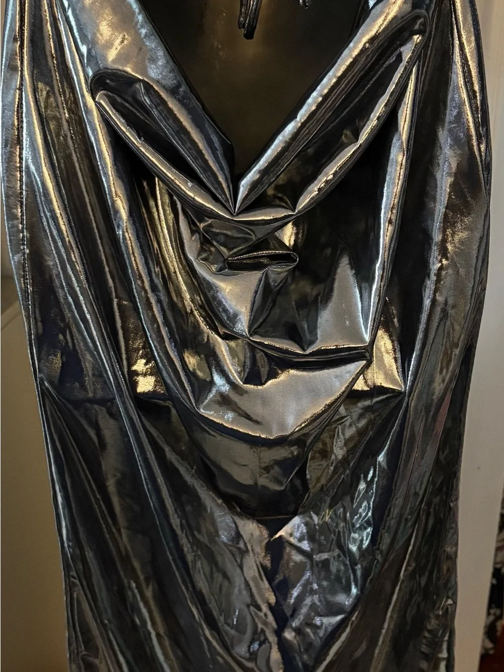 Shiny Metallic Silver Slip Dress - Picture 3 of 3